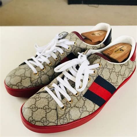 gucci ace red bottom|Gucci red bottom sneakers.